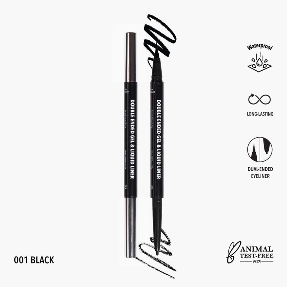 Moira Double Ended Gel & Liquid Eyeliner Black Felt Tip Mechanical Pencil Liner